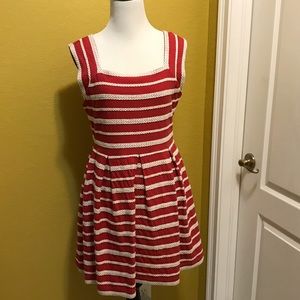 Ribbed Knit Textured A-Line Flare Dress, Large